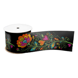 Retro Flower Power Ranken Border 19 Satinband