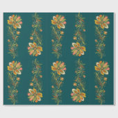 Retro Flower Power Ranken Border 1 Geschenkpapier (Flach)