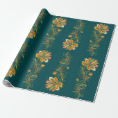 Retro Flower Power Ranken Border 1 Geschenkpapier (Ungerollt)