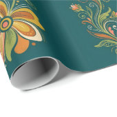 Retro Flower Power Ranken Border 1 Geschenkpapier (Rolleneckpunkt)