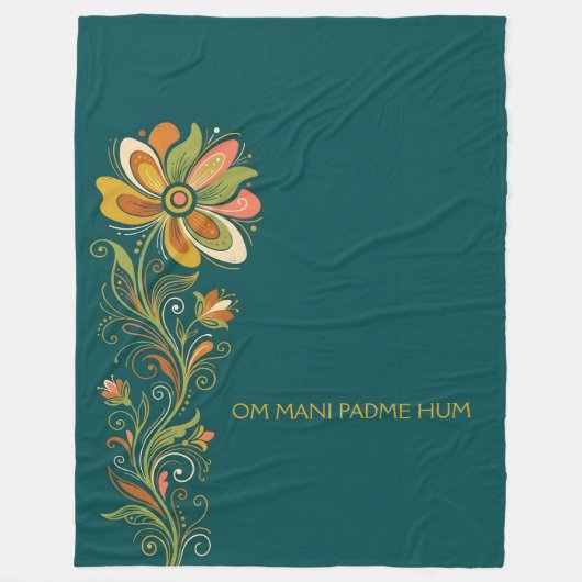Retro Flower Power Ranken Border 1 + Ihr Text Fleecedecke (Vorderseite)