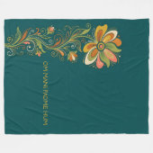 Retro Flower Power Ranken Border 1 + Ihr Text Fleecedecke (Vorderseite (Horizontal))
