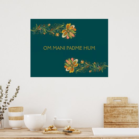 Retro Flower Power Ranken Border 1 + Ihr Text Poster (Küche)