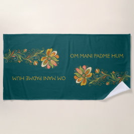 Retro Flower Power Ranken Border 1 + Ihr Text Strandtuch