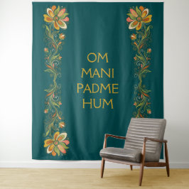Retro Flower Power Ranken Border 1 + Ihr Text Wandteppich