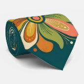 Retro Flower Power Ranken Border 1 Krawatte (Gerollt)