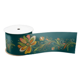 Retro Flower Power Ranken Border 1 Satinband
