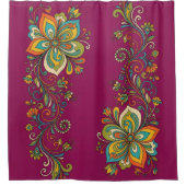Retro Flower Power Ranken Border 2 Duschvorhang (Vorderseite)