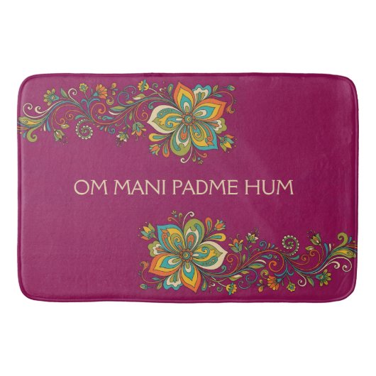 Retro Flower Power Ranken Border 2 + Ihr Text Badematte (Vorderseite)