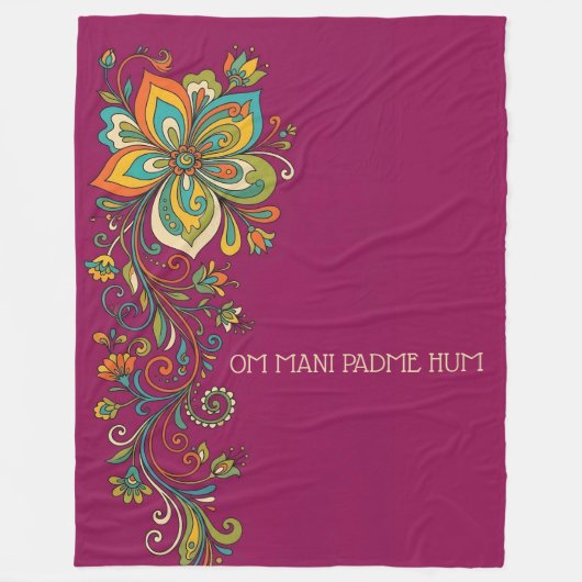 Retro Flower Power Ranken Border 2 + Ihr Text Fleecedecke (Vorderseite)