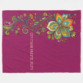 Retro Flower Power Ranken Border 2 + Ihr Text Fleecedecke (Vorderseite (Horizontal))