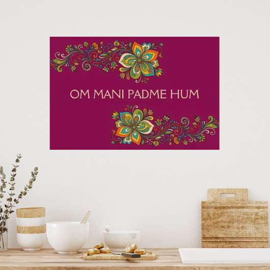 Retro Flower Power Ranken Border 2 + Ihr Text Poster (Küche)
