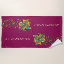 Retro Flower Power Ranken Border 2 + Ihr Text Strandtuch