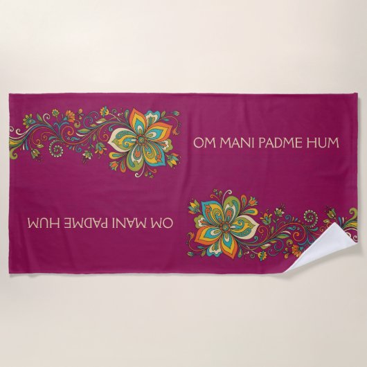 Retro Flower Power Ranken Border 2 + Ihr Text Strandtuch (Vorderseite)
