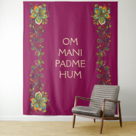 Retro Flower Power Ranken Border 2 + Ihr Text Wandteppich