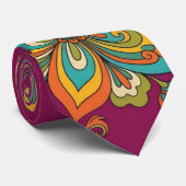 Retro Flower Power Ranken Border 2 Krawatte (Gerollt)