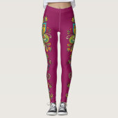 Retro Flower Power Ranken Border 2 Leggings (Vorderseite)