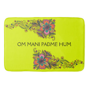 Retro Flower Power Ranken Border 6 + Ihr Text Badematte
