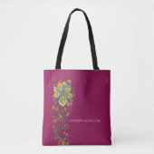 Retro Flower Power Ranken Rahmen 2 + Ihr Text Tasche (Vorderseite)