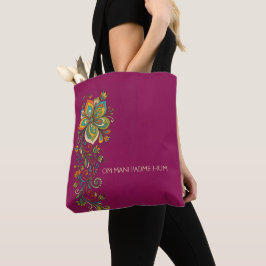 Retro Flower Power Ranken Rahmen 2 + Ihr Text Tasche