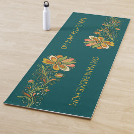 Retro Flower Power Rankenrand 1 + Ihr Text Yogamatte