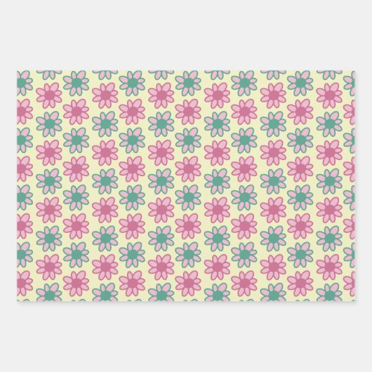 Retro flower summer geschenkpapier set (Vorderseite 3)