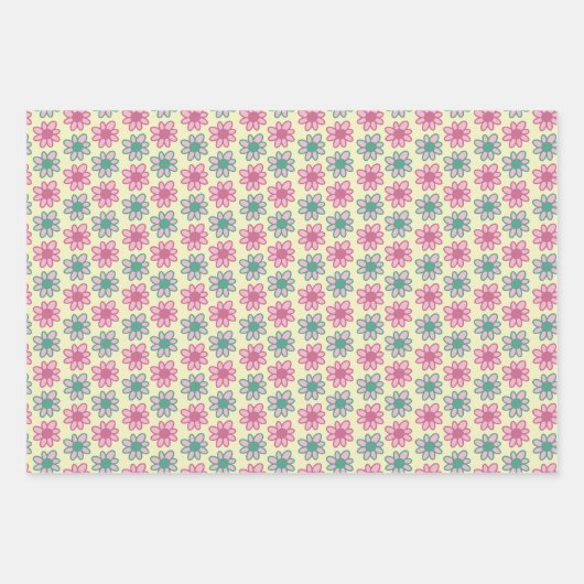 Retro flower summer geschenkpapier set (Vorderseite 2)