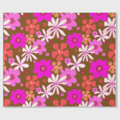 Retro Flowers Art Geschenkpapier (Flach)