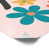 Retro Flowers Butterfly Wall Poster Art (Ecke)