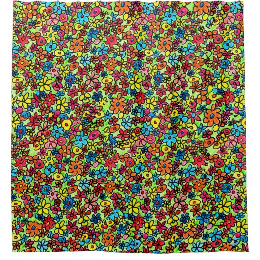 Retro flowers duschvorhang (Vorderseite)