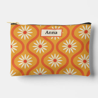 Retro Flowers on Mid Century Orange Ogee Custom  Zubehörtasche