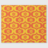 Retro Flowers on Yellow and Red Ogee Pattern  Geschenkpapier (Flach)