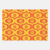 Retro Flowers on Yellow and Red Ogee Pattern  Geschenkpapier Set (Vorderseite 2)