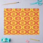 Retro Flowers on Yellow and Red Ogee Pattern  Seidenpapier (Basteln)