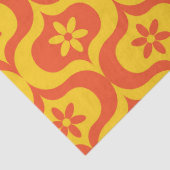 Retro Flowers on Yellow and Red Ogee Pattern  Seidenpapier (Detail)