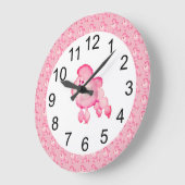 Retro Fluffy Pink Poodle Wall Clock Große Wanduhr (Winkel)