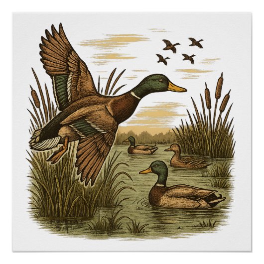 Retro-Flug-Entenjagd Poster (Vorderseite)