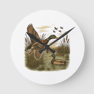 Retro-Flug-Entenjagd Runde Wanduhr