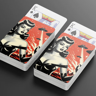Retro-Flugobjekt Pin-up Spielkarten