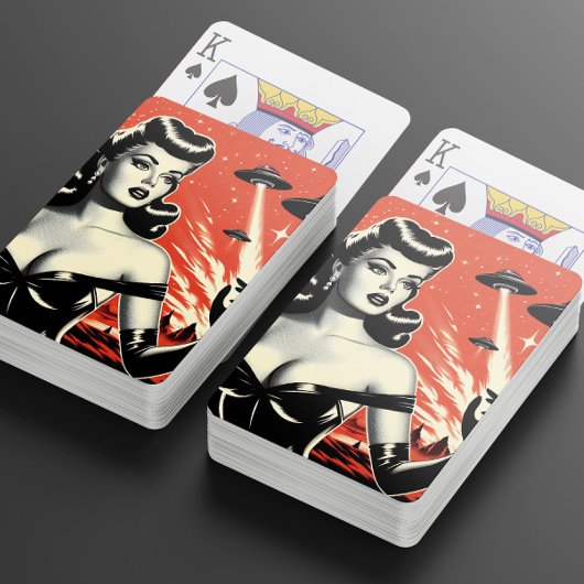 Retro-Flugobjekt Pin-up Spielkarten