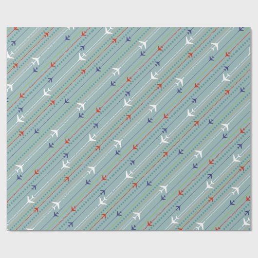 Retro Flugzeug-Muster-Packpapier Geschenkpapier (Flach)
