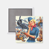 Retro-Flugzeug-Pin-up Magnet (Vorderseite/Rückseite)