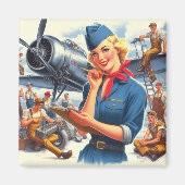 Retro-Flugzeug-Pin-up Magnet (Vorne)