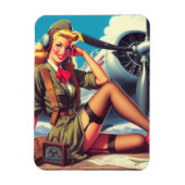 Retro-Flugzeug-Pin-Up Magnet (Vertikal)