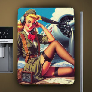 Retro-Flugzeug-Pin-Up Magnet
