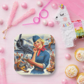 Retro-Flugzeug-Pin-up Pappteller (Party)