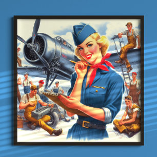 Retro-Flugzeug-Pin-up Poster
