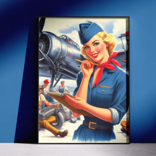 Retro-Flugzeug-Pin-up Poster