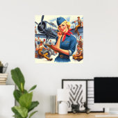 Retro-Flugzeug-Pin-up Poster (Heimbüro)