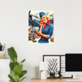 Retro-Flugzeug-Pin-up Poster (Heimbüro)